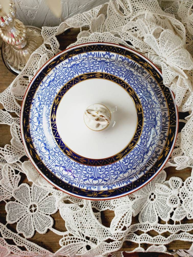 Antike Royal Worcester Butterglocke Blaue Lilie 1881