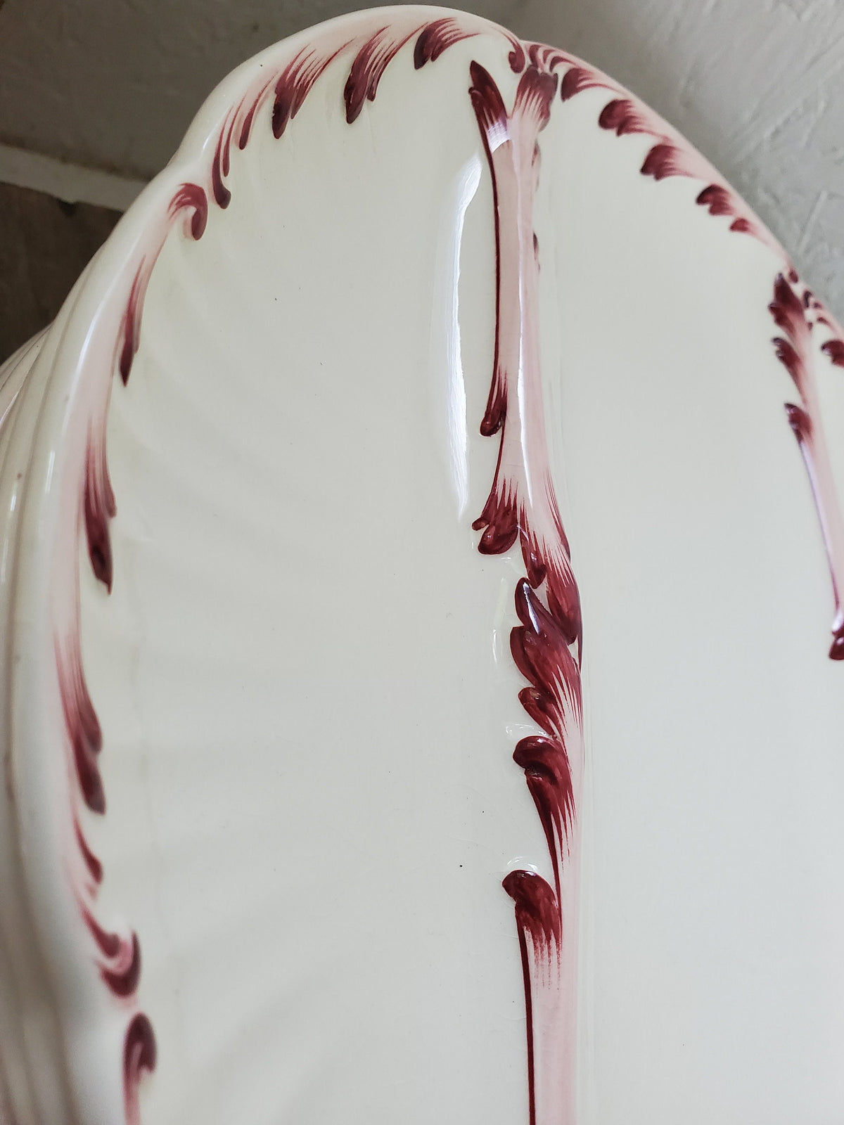 Antique Sarreguemines Asparagus Plate: French Ironstone Victorian Dinnerware