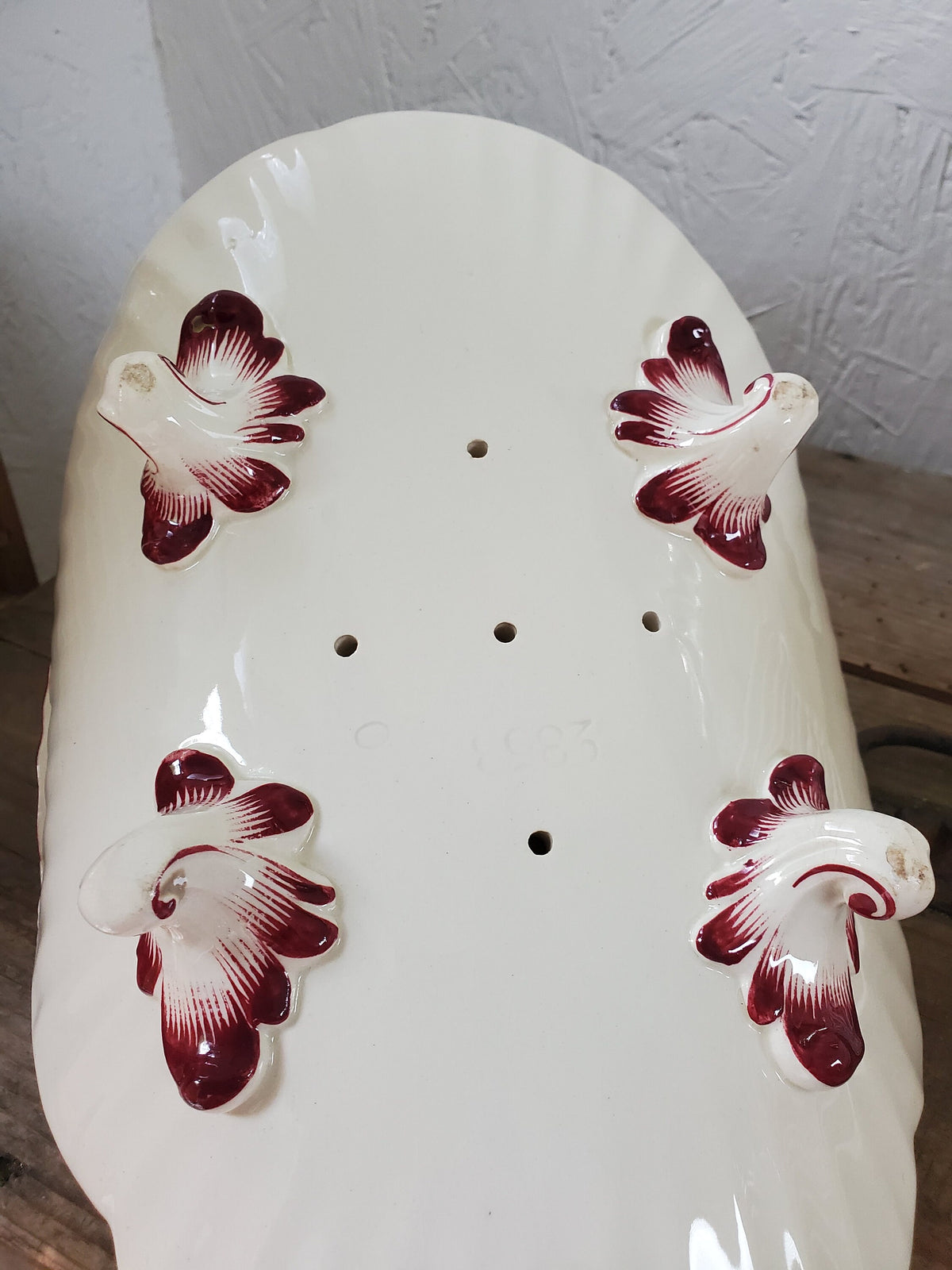 Antique Sarreguemines Asparagus Plate: French Ironstone Victorian Dinnerware