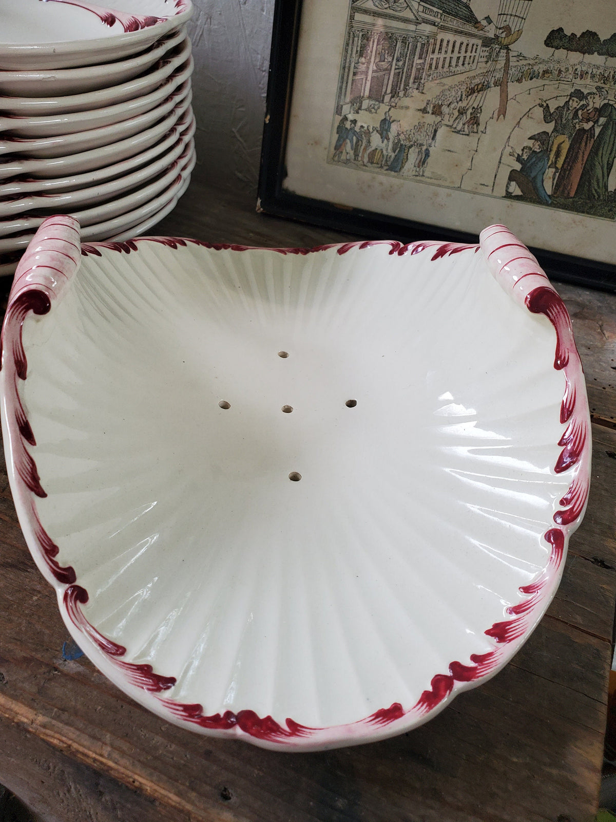 Antique Sarreguemines Asparagus Plate: French Ironstone Victorian Dinnerware