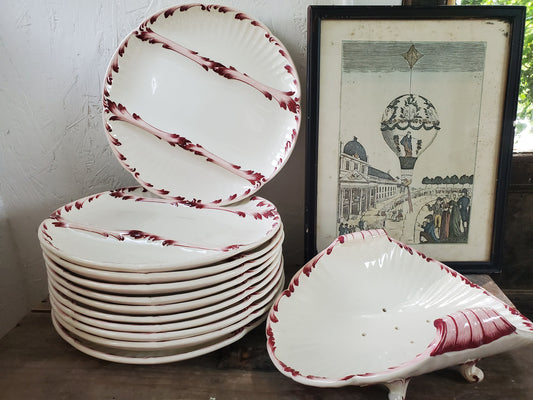 Antique Sarreguemines Asparagus Plate: French Ironstone Victorian Dinnerware