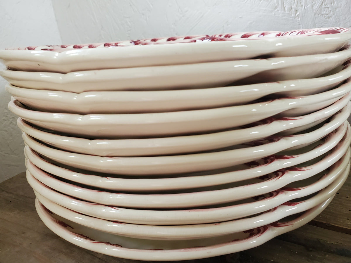 Antique Sarreguemines Asparagus Plate: French Ironstone Victorian Dinnerware