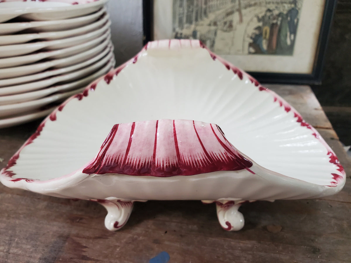 Antique Sarreguemines Asparagus Plate: French Ironstone Victorian Dinnerware