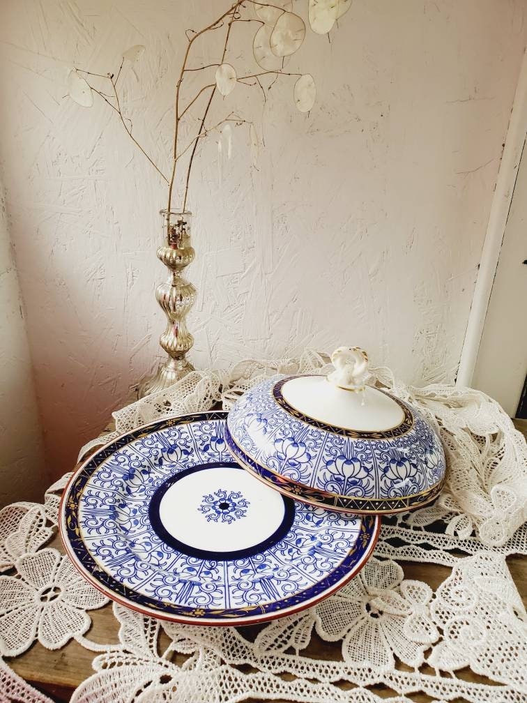 Antike Royal Worcester Butterglocke Blaue Lilie 1881