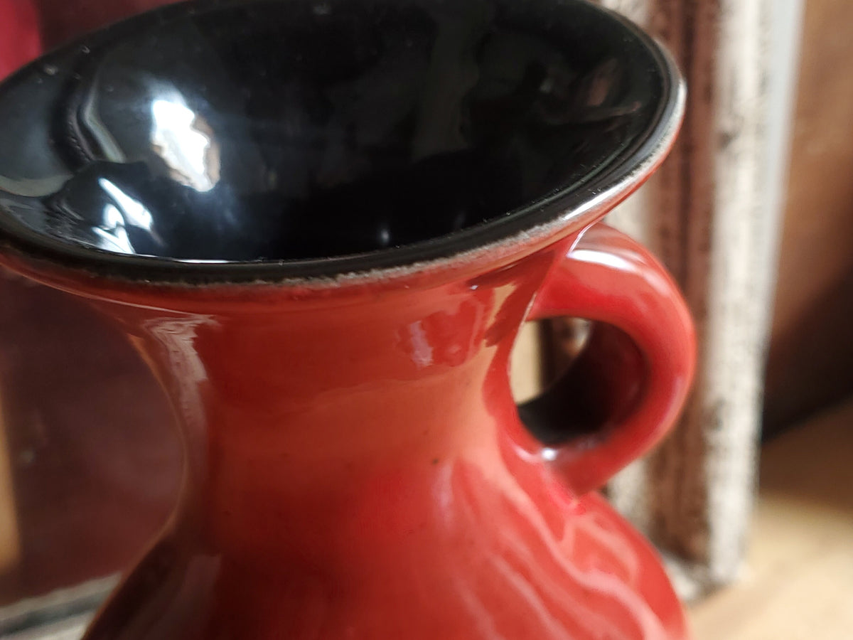 Vintage French Studio Pottery Vase: Red Glazed Female Portrait, JdL 330