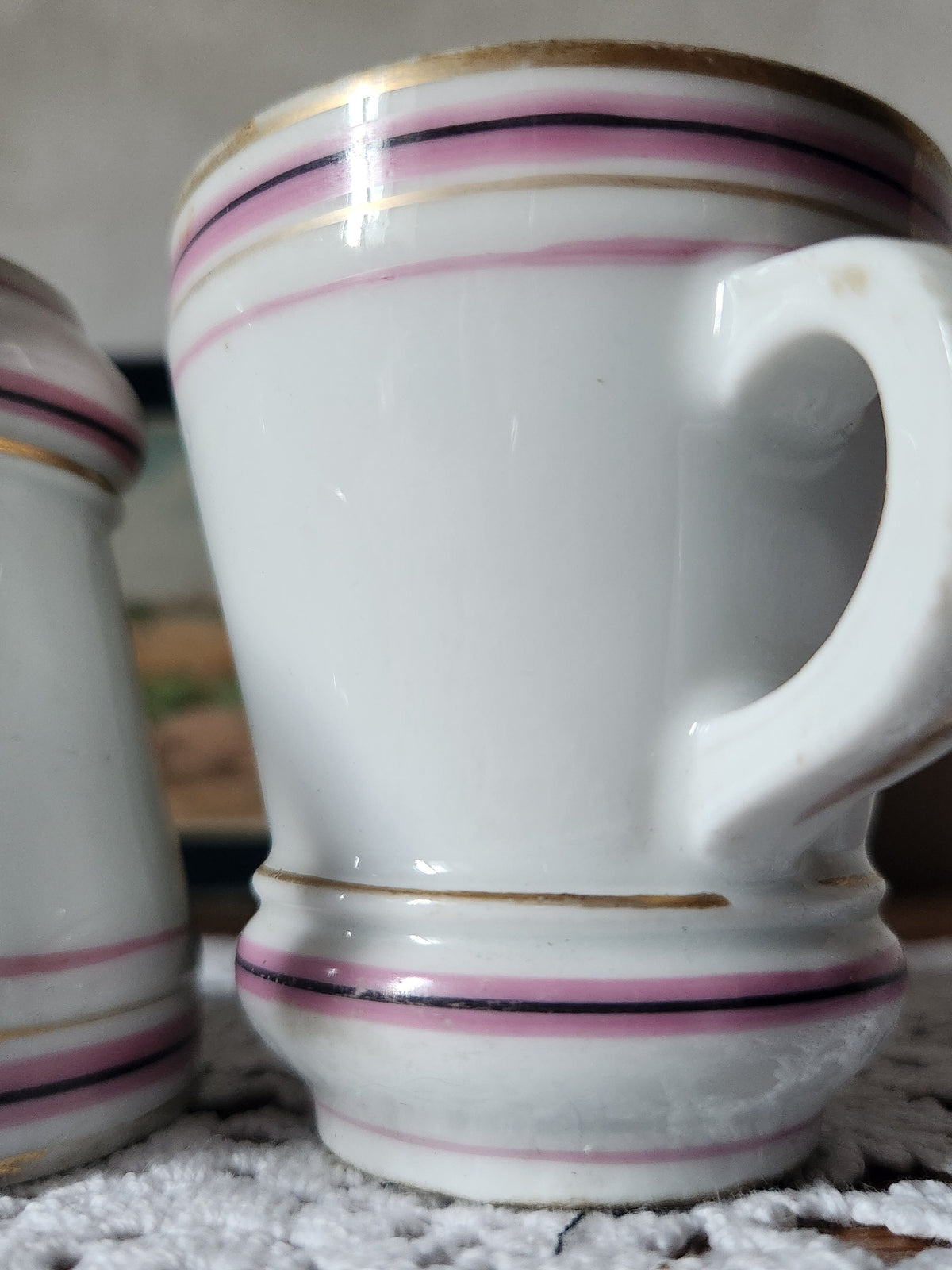 Antique French Brulot Coffee Cups: Heavy Whiteware Demi-Tasse, 1800s Bistroware