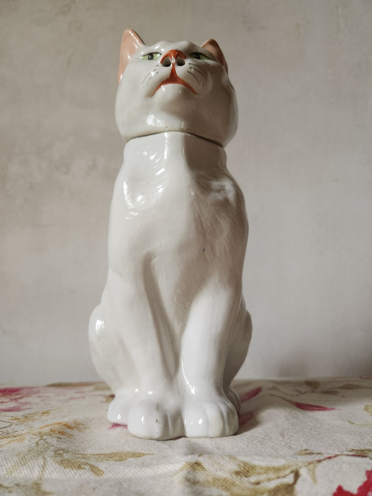 Antique French Majolica Cat Carafe: George Dreyfus Absinthe Pitcher