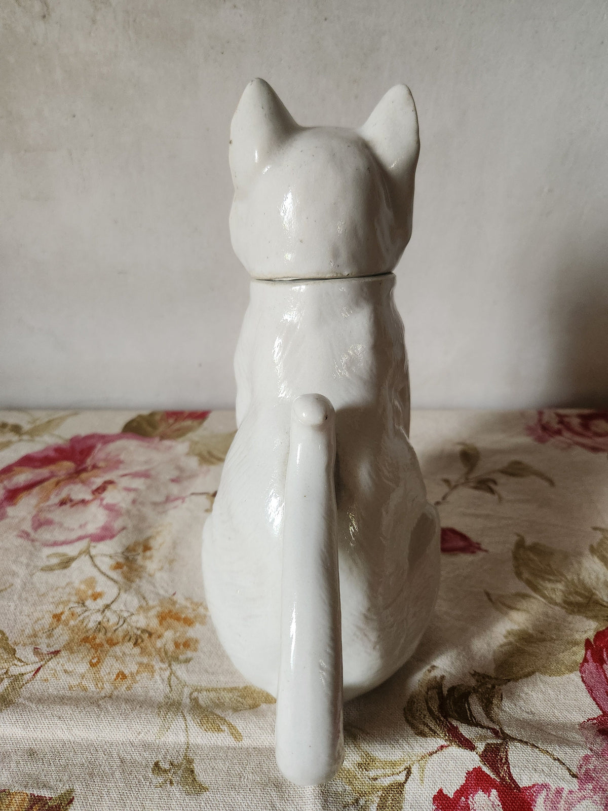 Antique French Majolica Cat Carafe: George Dreyfus Absinthe Pitcher