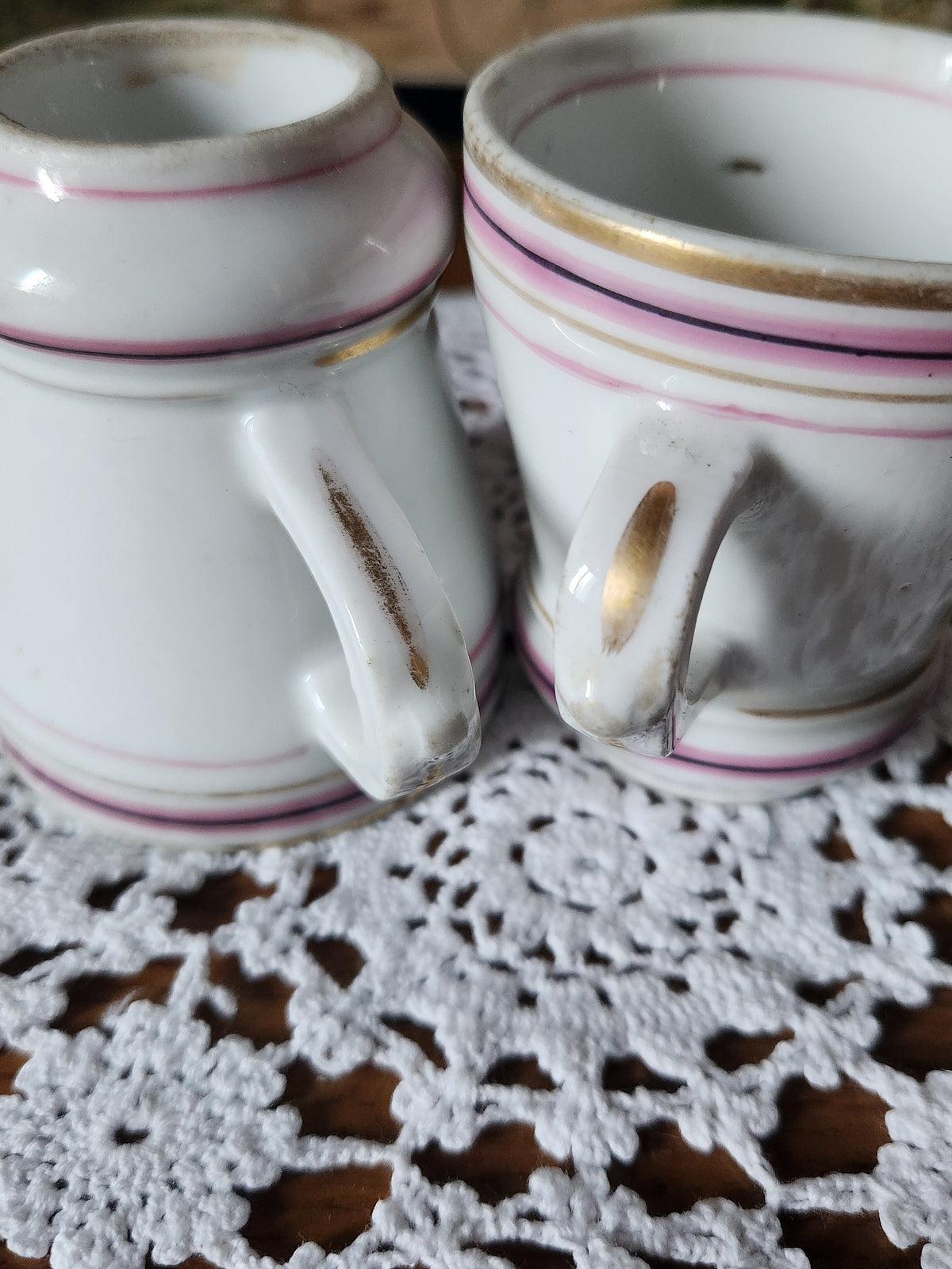 Antique French Brulot Coffee Cups: Heavy Whiteware Demi-Tasse, 1800s Bistroware