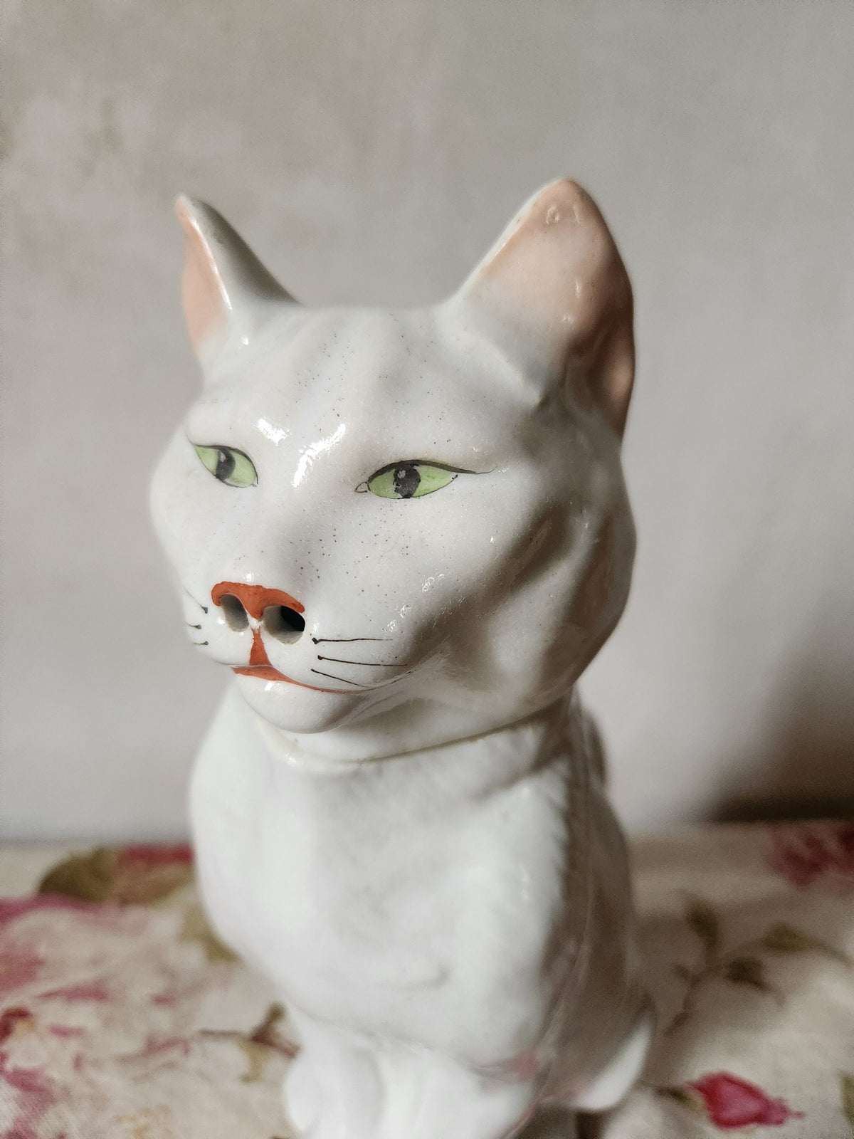 Antique French Majolica Cat Carafe: George Dreyfus Absinthe Pitcher