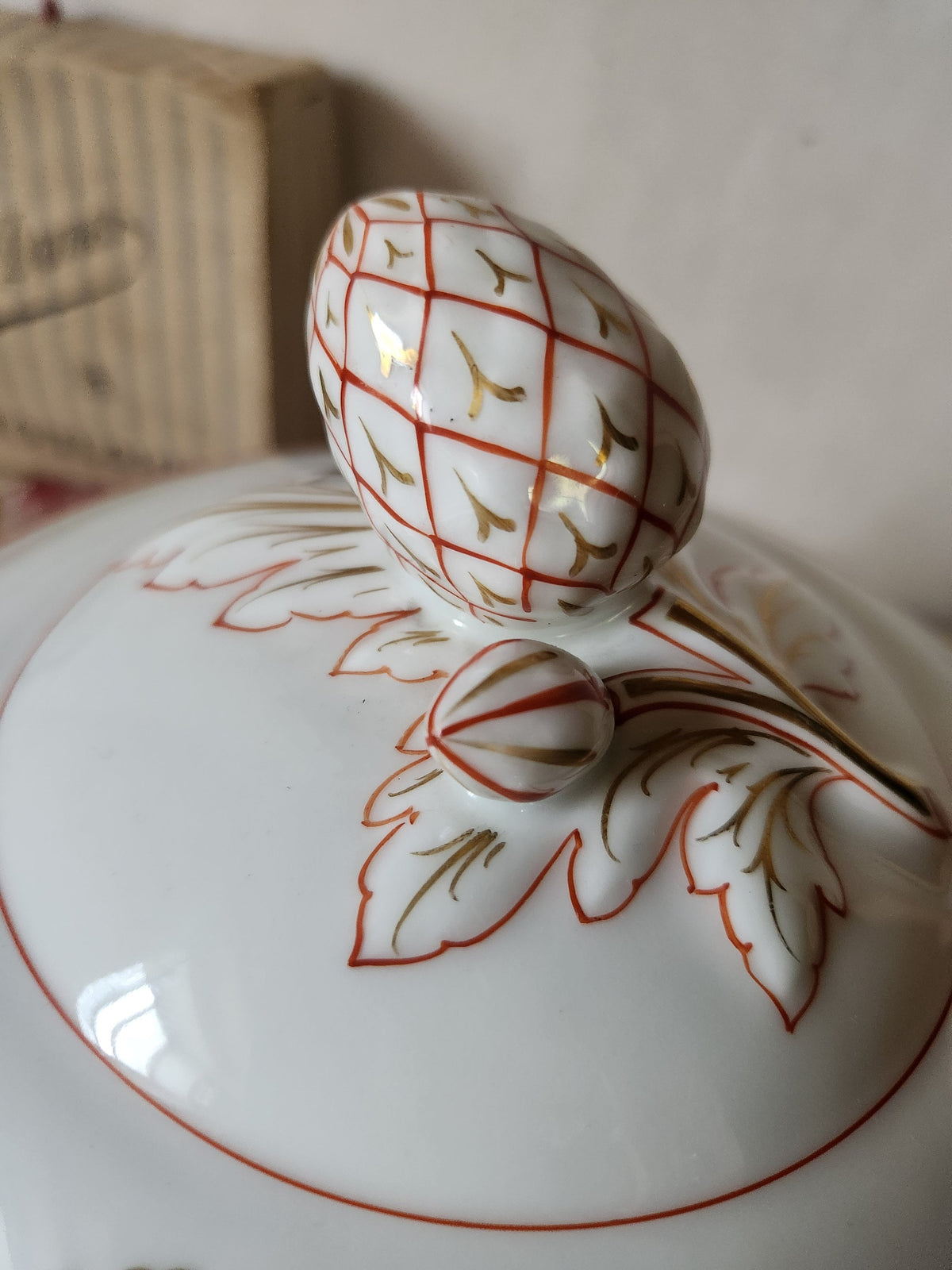 Antique Pillivuyt Soup Tureen: French Porcelain Serving Bowl & Plate, Gold Monogram