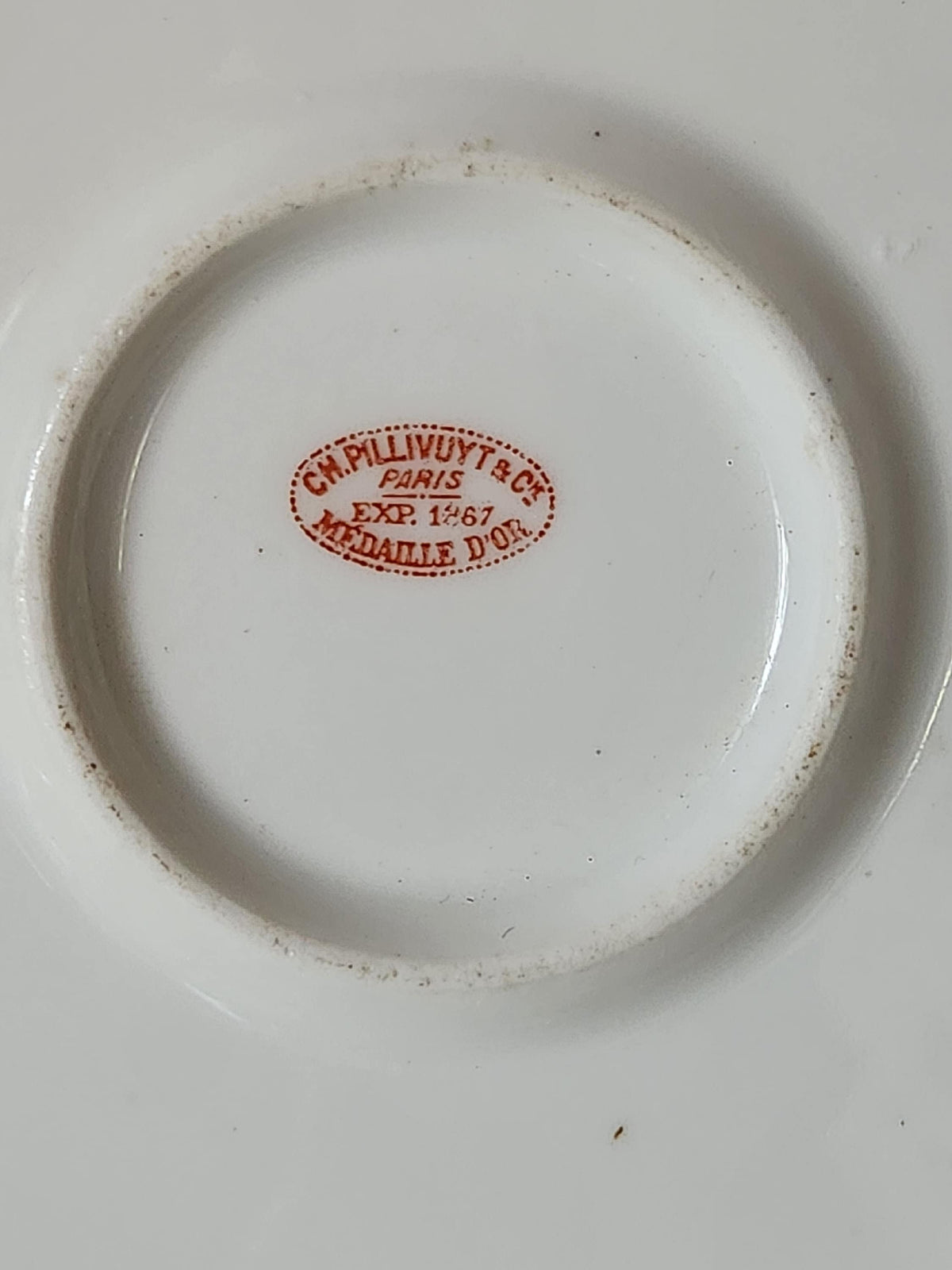 Antique Pillivuyt Soup Tureen: French Porcelain Serving Bowl & Plate, Gold Monogram
