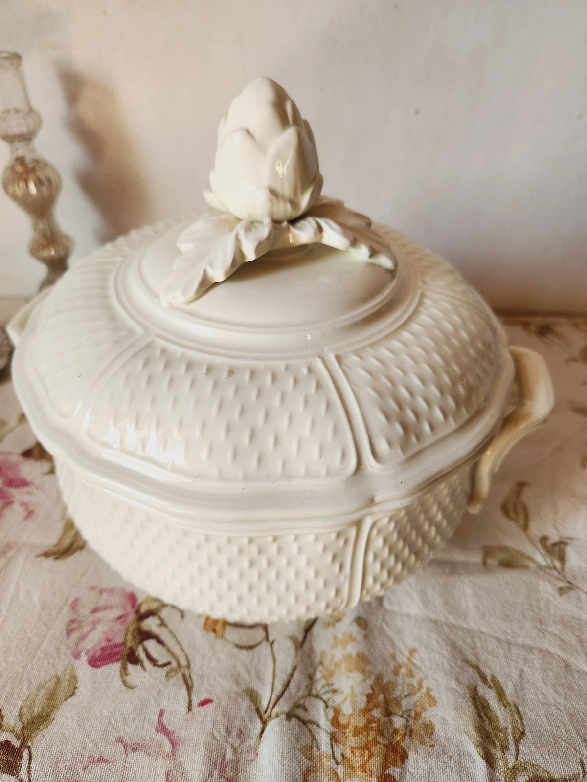 Vintage GIEN French Ironstone Soup Tureen: Pont Aux Choux, Artichoke Lid