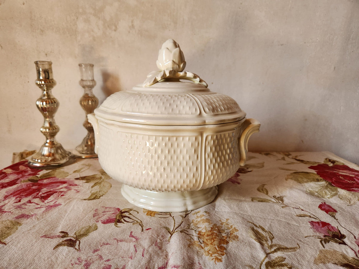 Vintage GIEN French Ironstone Soup Tureen: Pont Aux Choux, Artichoke Lid