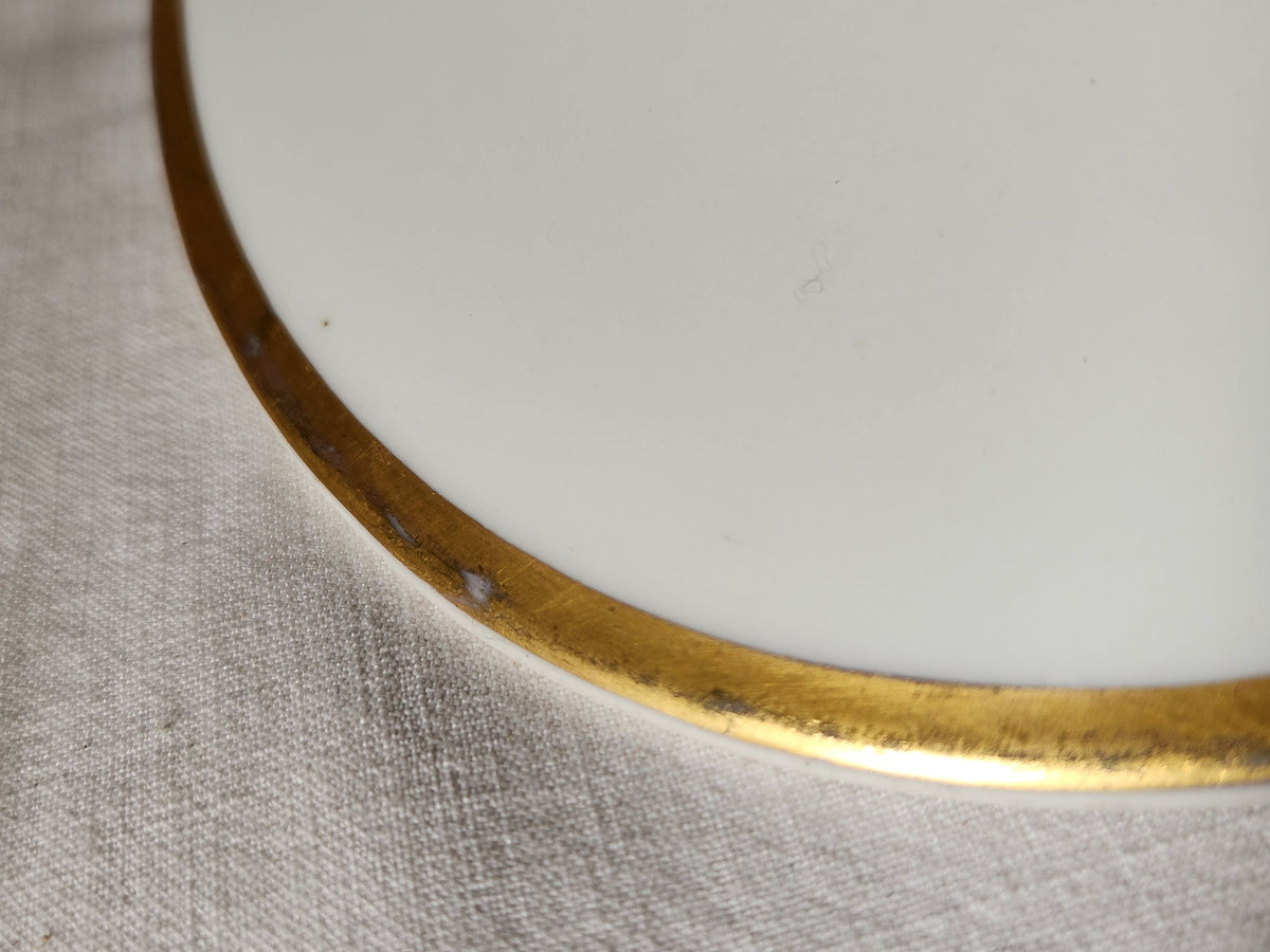 Antique Bernardaud Limoges Soup Tureen: 1920s French Porcelain, Gold Monogram