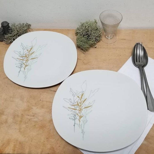 Seltene Vintage Raynaud Limoges Porzellan-Teller: LR Mallet Blattgold Abstrakte Kunst