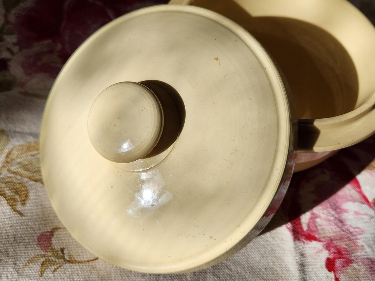 Antique Digoin Ironstone Terrine Pot: French Lidded Bowl, 1870s Kitchenware