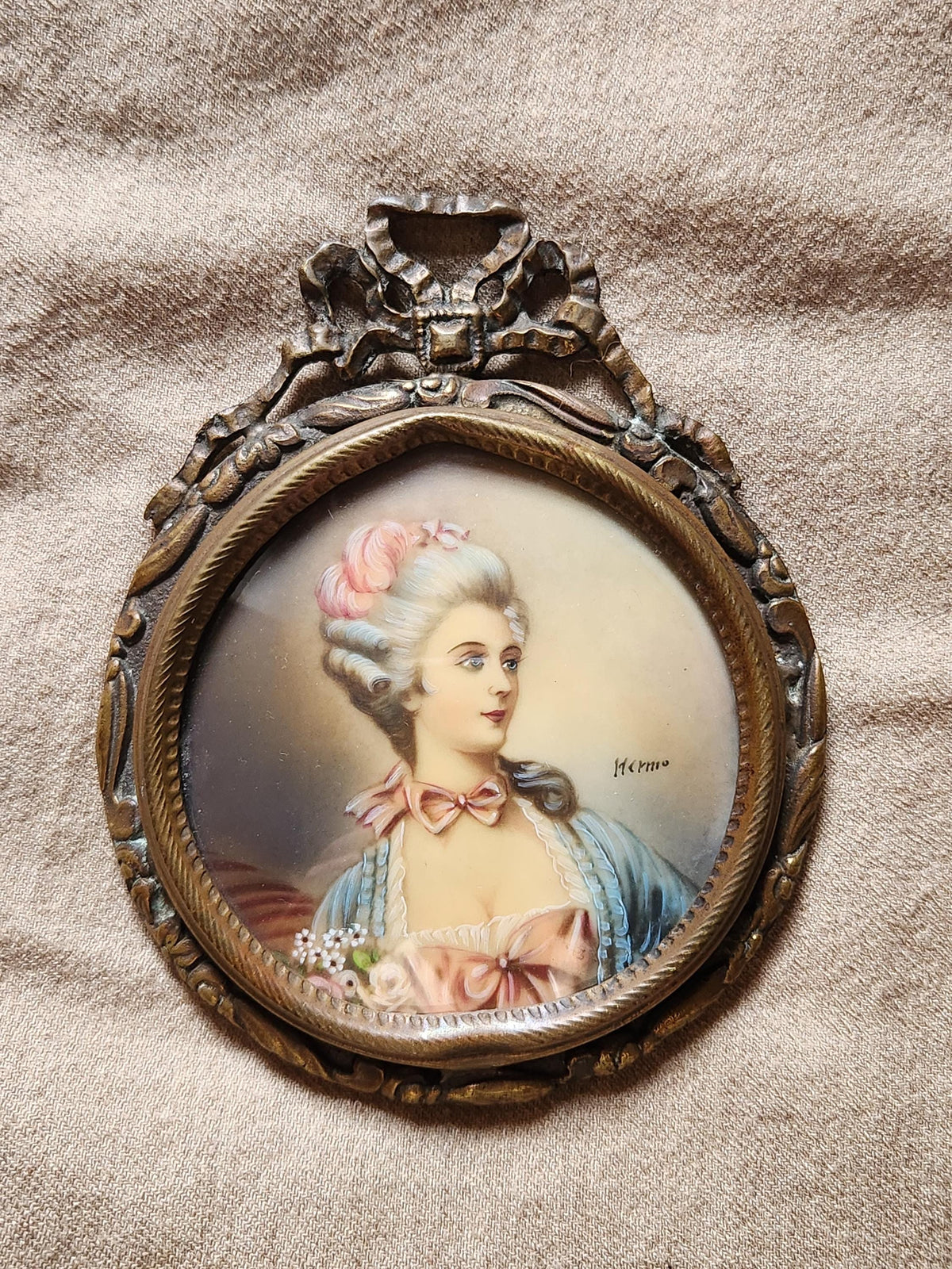 Miniatures françaises anciennes sur porcelaine, signées, XIXe siècle, style Louis XVI