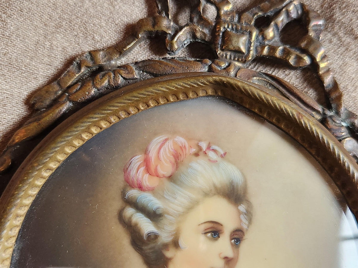 Miniatures françaises anciennes sur porcelaine, signées, XIXe siècle, style Louis XVI