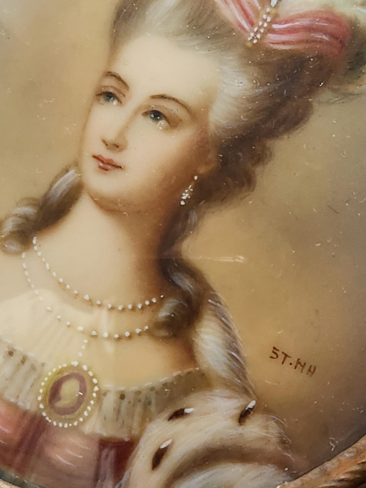 Miniatures françaises anciennes sur porcelaine, signées, XIXe siècle, style Louis XVI