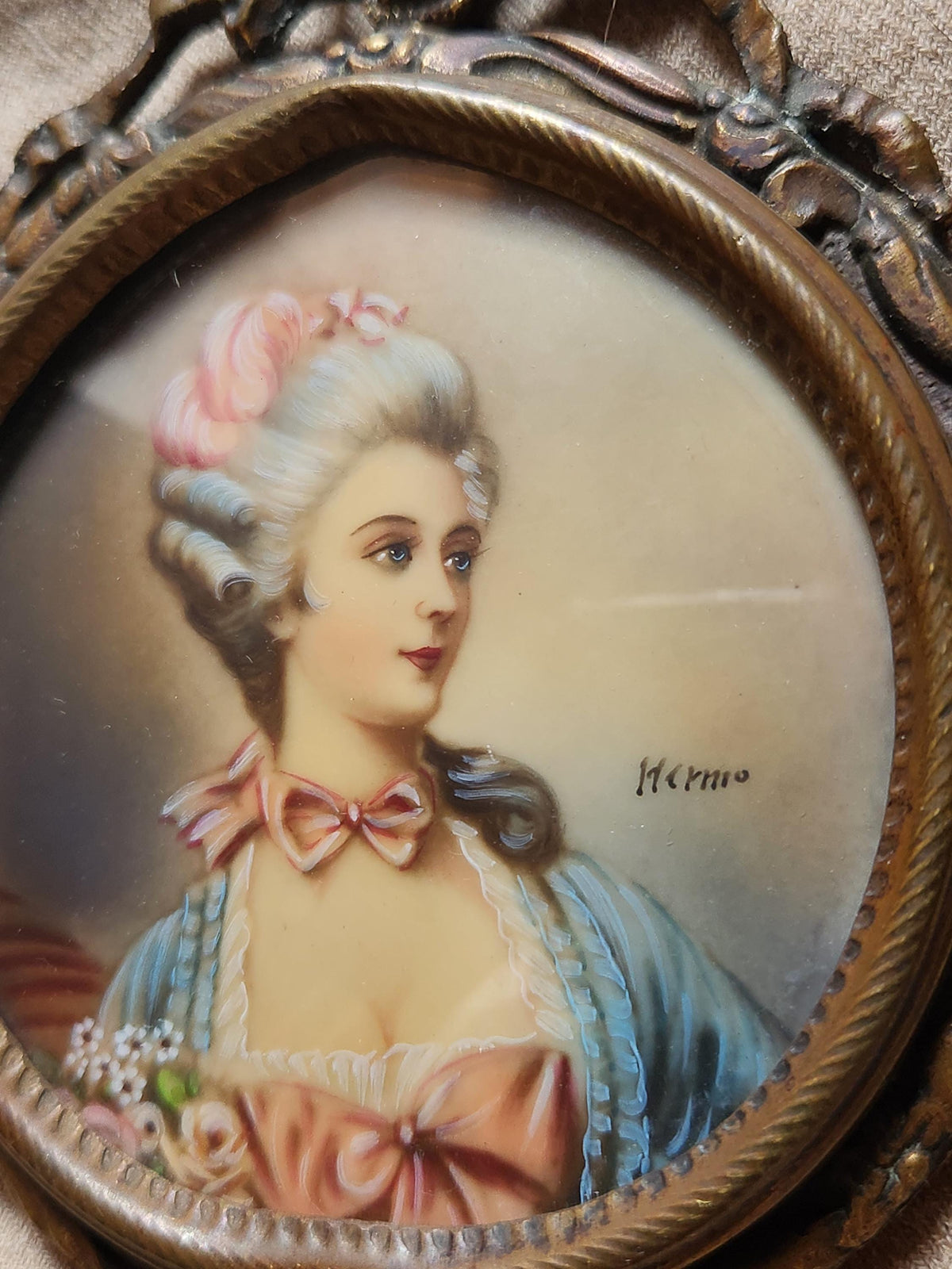 Miniatures françaises anciennes sur porcelaine, signées, XIXe siècle, style Louis XVI