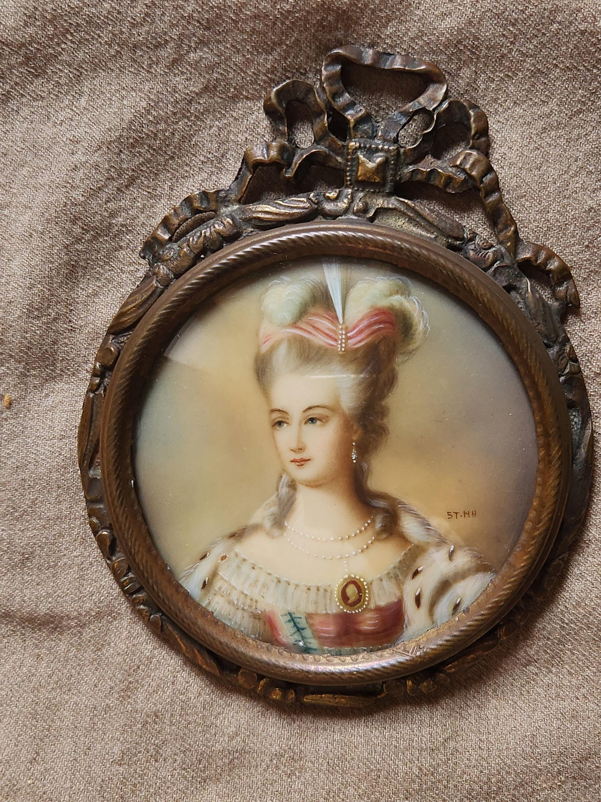 Miniatures françaises anciennes sur porcelaine, signées, XIXe siècle, style Louis XVI