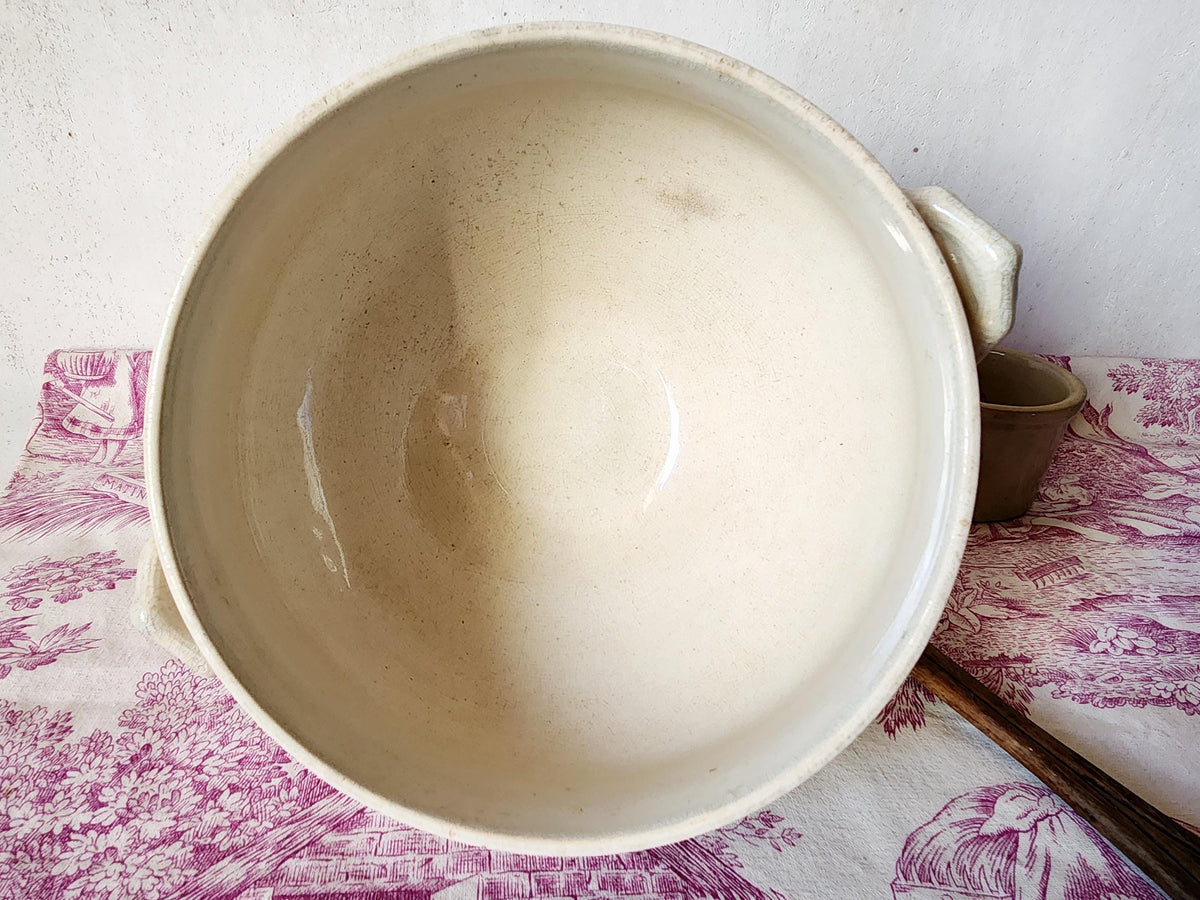 Antique 1800s Choisy Le Roi TEA STAINED Ironstone Tureen Bowl: French Country Decor