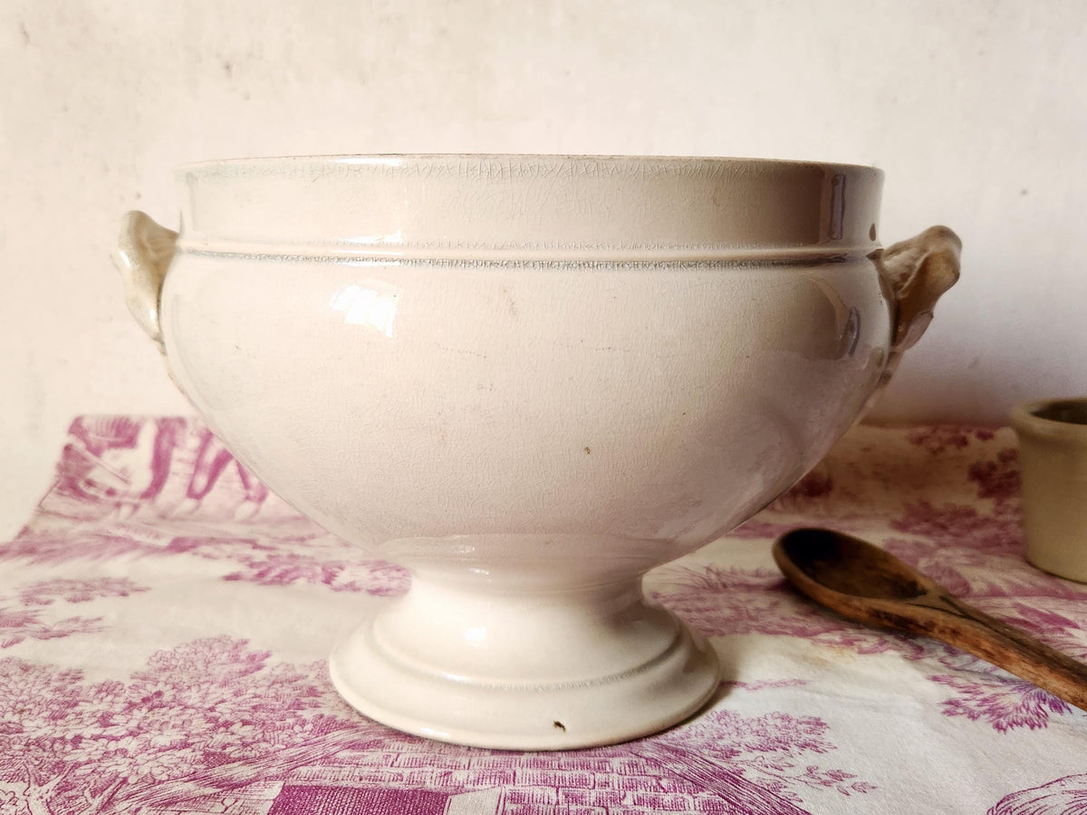 Antique 1800s Choisy Le Roi TEA STAINED Ironstone Tureen Bowl: French Country Decor
