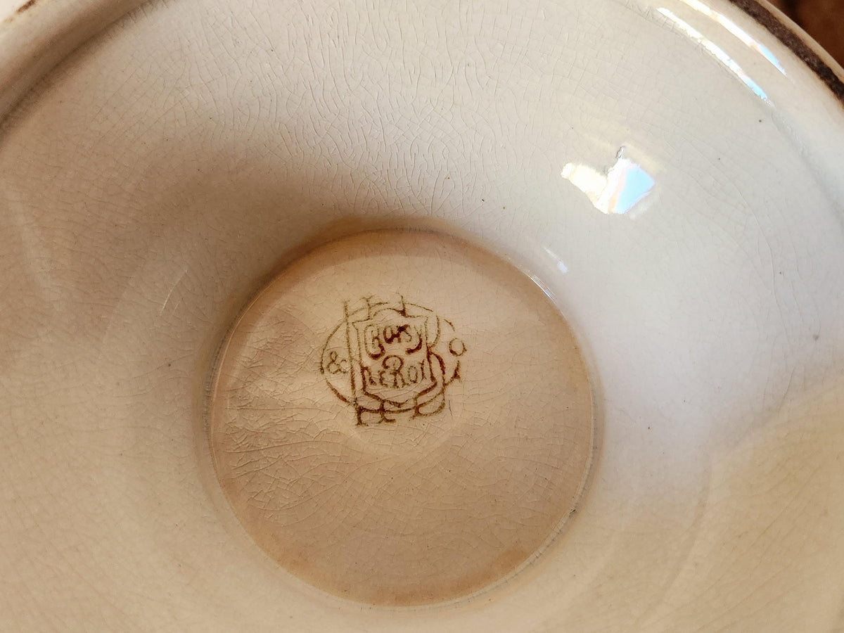 Antique 1800s Choisy Le Roi TEA STAINED Ironstone Tureen Bowl: French Country Decor