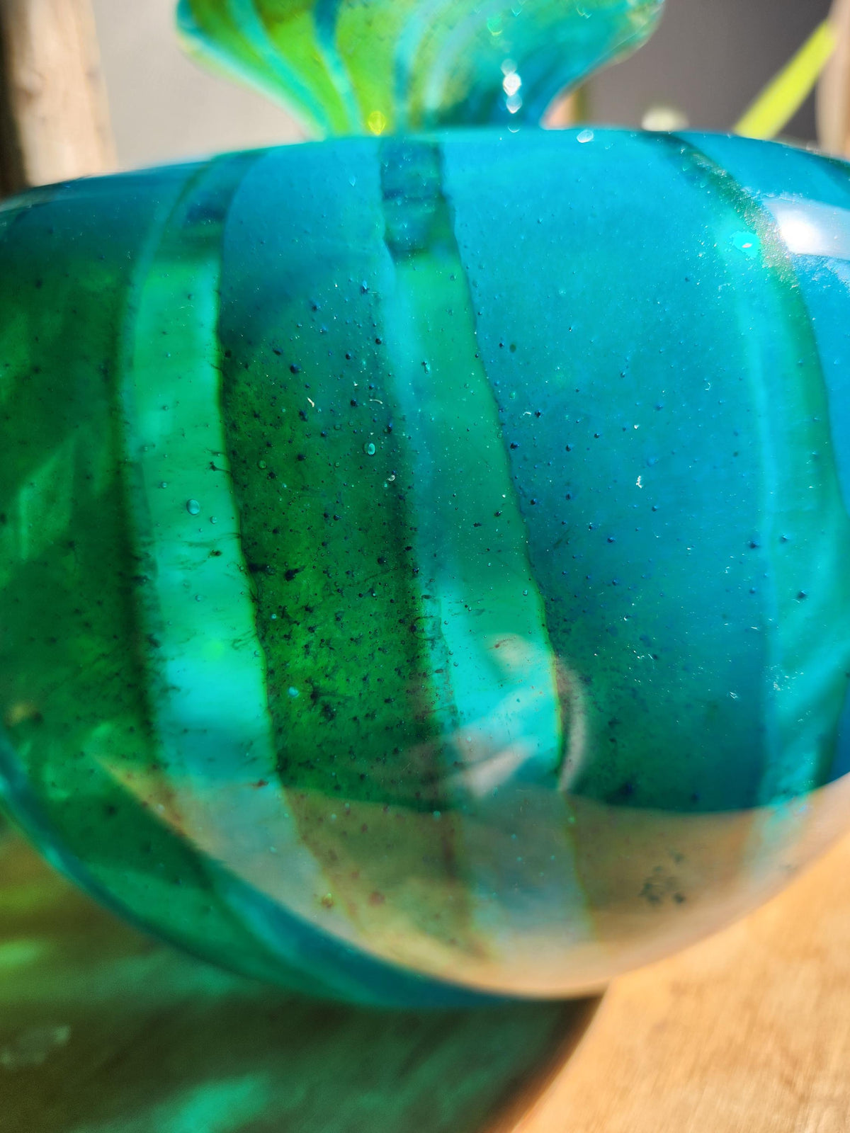 Vintage Mdina Glass Vase: 1976 Blue & Yellow Swirl, Hand Blown