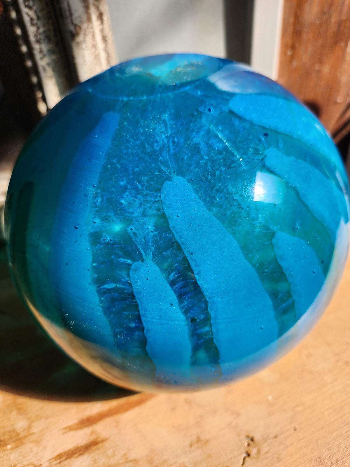 Vintage Mdina Glass Vase: 1976 Blue & Yellow Swirl, Hand Blown