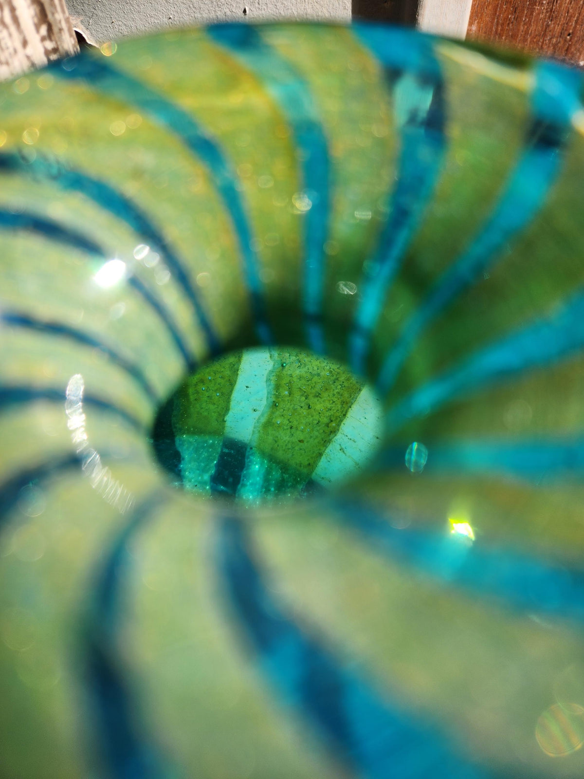 Vintage Mdina Glass Vase: 1976 Blue & Yellow Swirl, Hand Blown