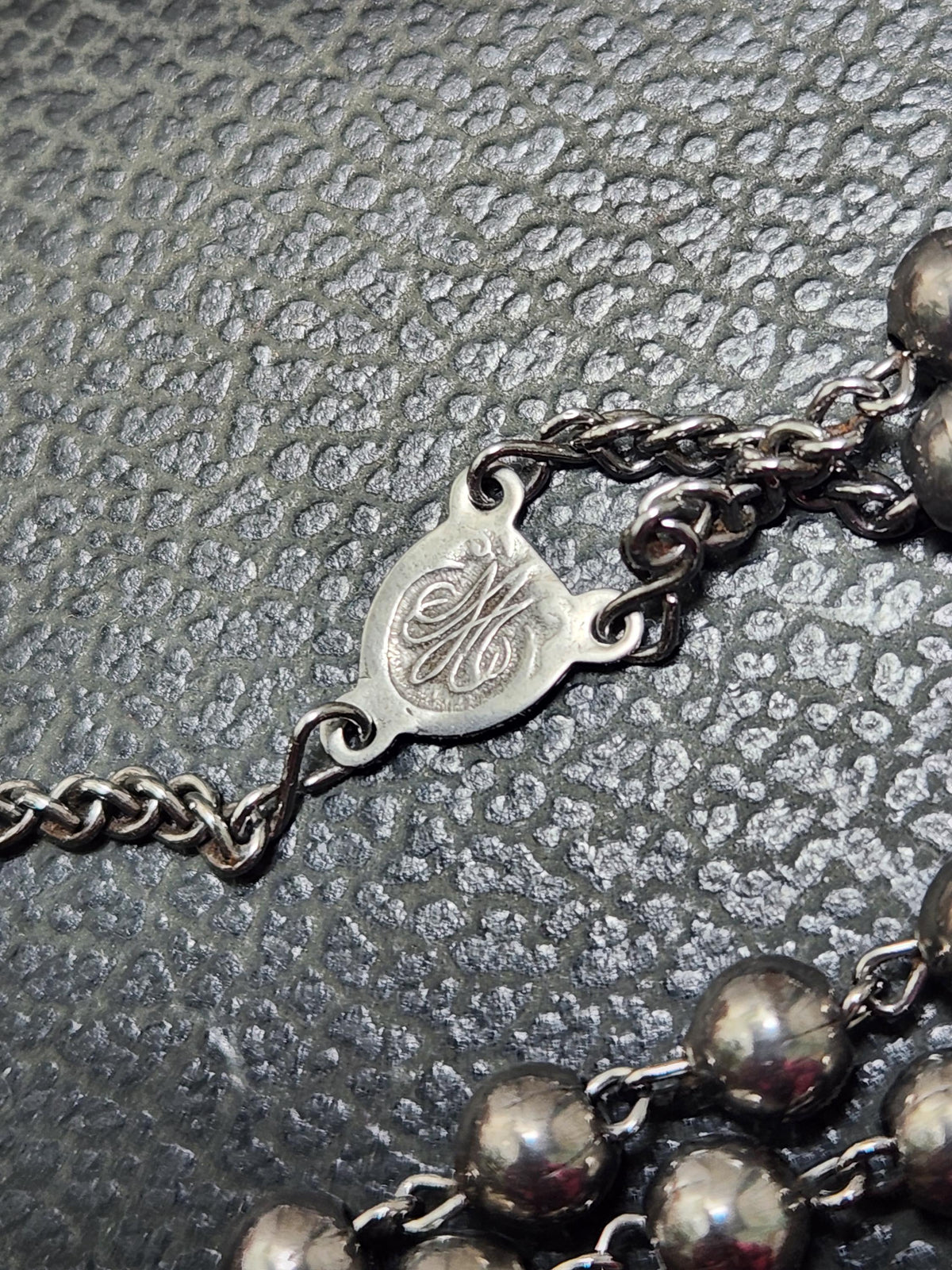 Vintage French Lourdes Rosary: Silver Metal Beads, Souvenir