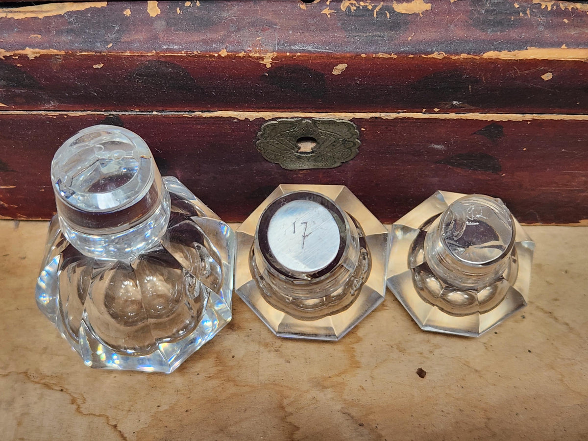 Vintage 3x Baccarat Malmaison Flat Cut Clear Crystal Perfume Bottles With Stoppers