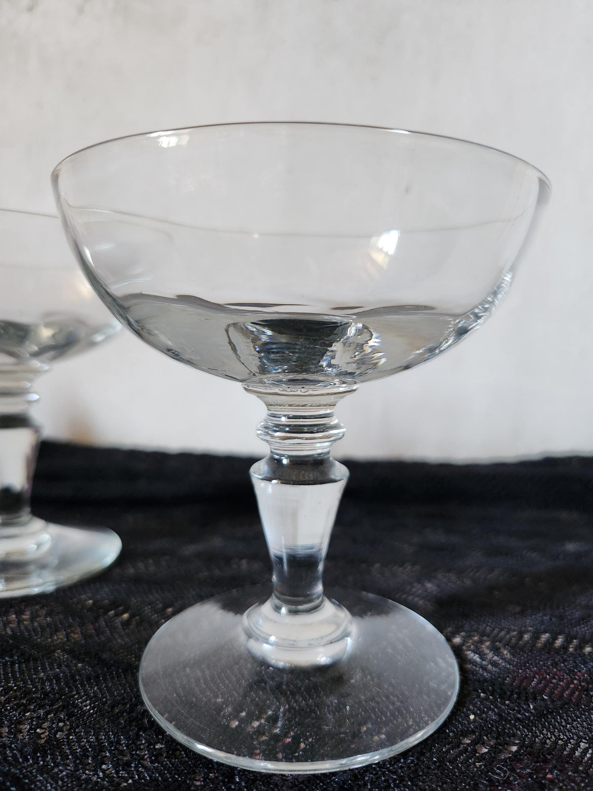 Vintage French Pair of 1940s Champagne Coupe Glasses
