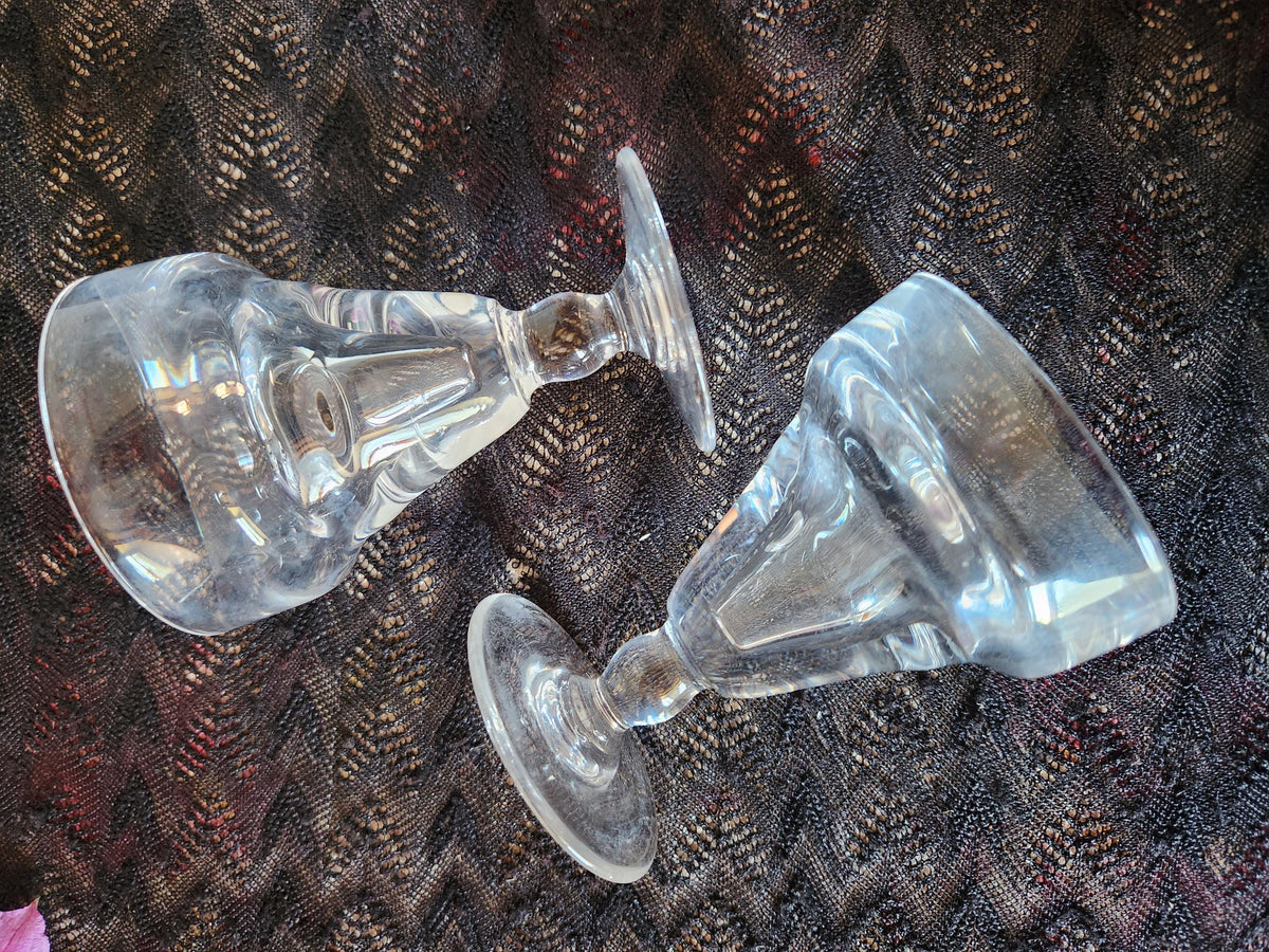 Antique French Pair Of Bistro Bar Glasses With Capacity Illusion