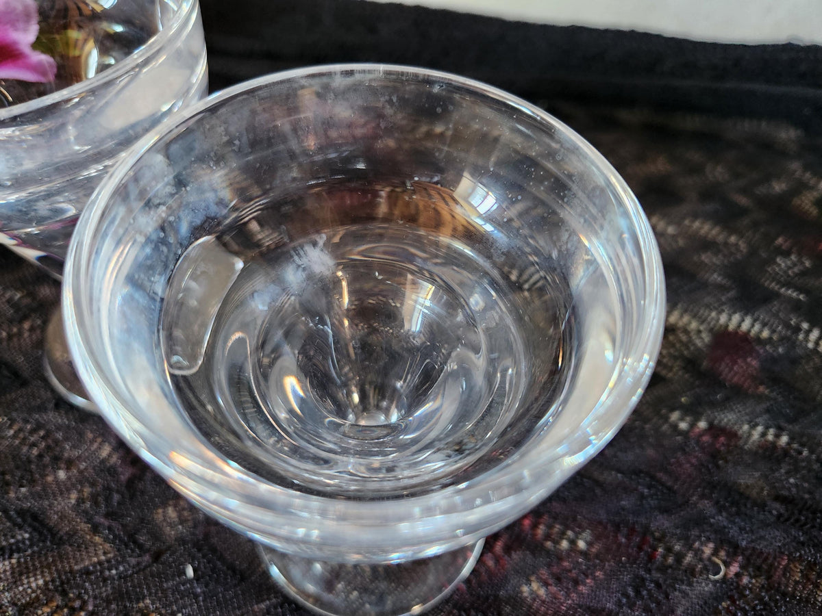 Antique French Pair Of Bistro Bar Glasses With Capacity Illusion