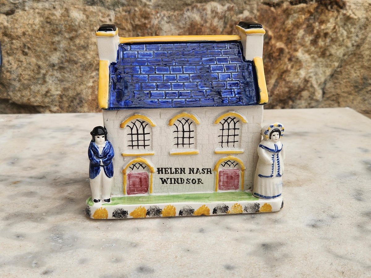 Antique Wesleyan Chapel Money Box Mexborough Pottery Yorkshire Named Helen Nash Windsor Circa 1850s