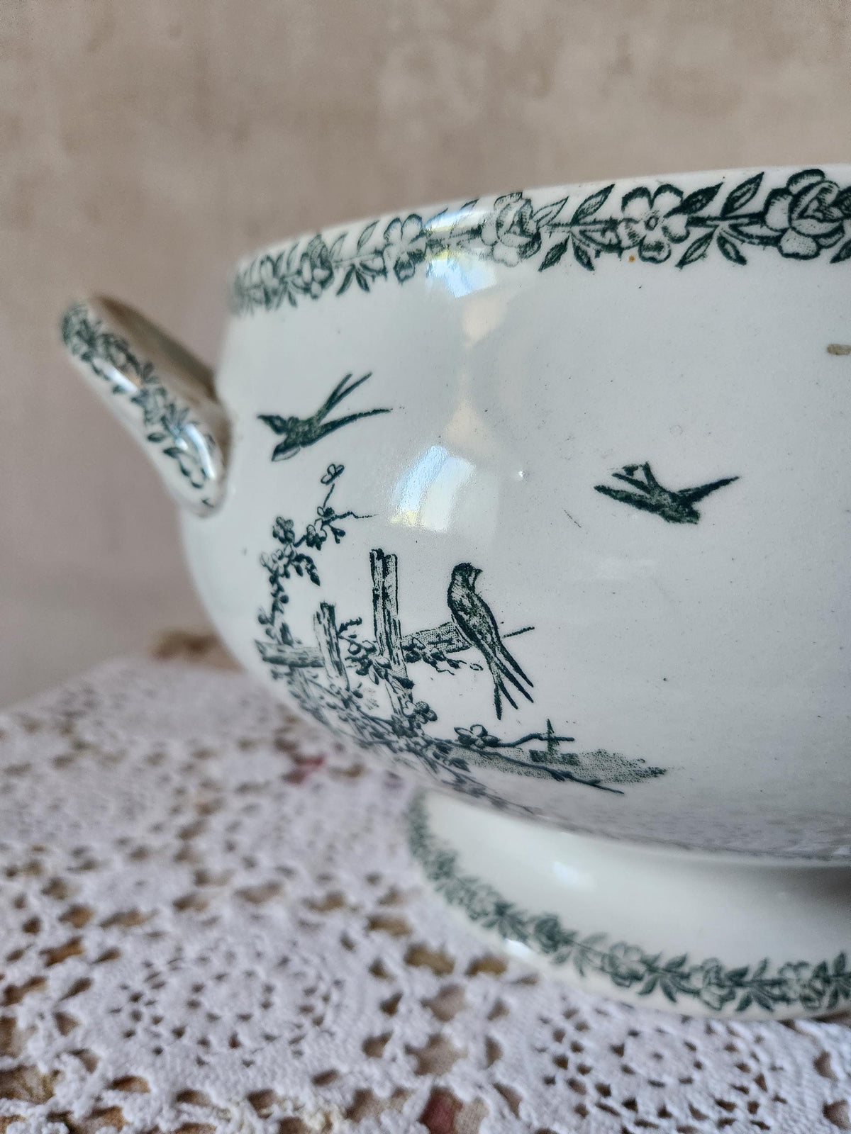 Antique French FF Pexonne Campagne Series Ironstone Soup Tureen Farmyard Animals Decor