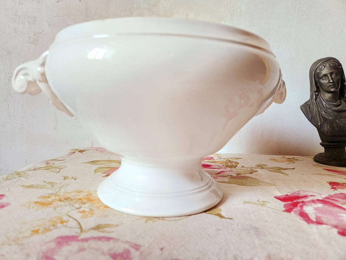 Antique French 19th Century Sarreguemines Ironstone Tureen Bowl: French Farmhouse Decor - No Lid
