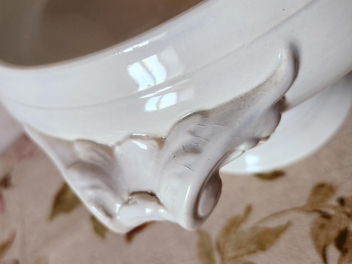 Antique French 19th Century Sarreguemines Ironstone Tureen Bowl: French Farmhouse Decor - No Lid