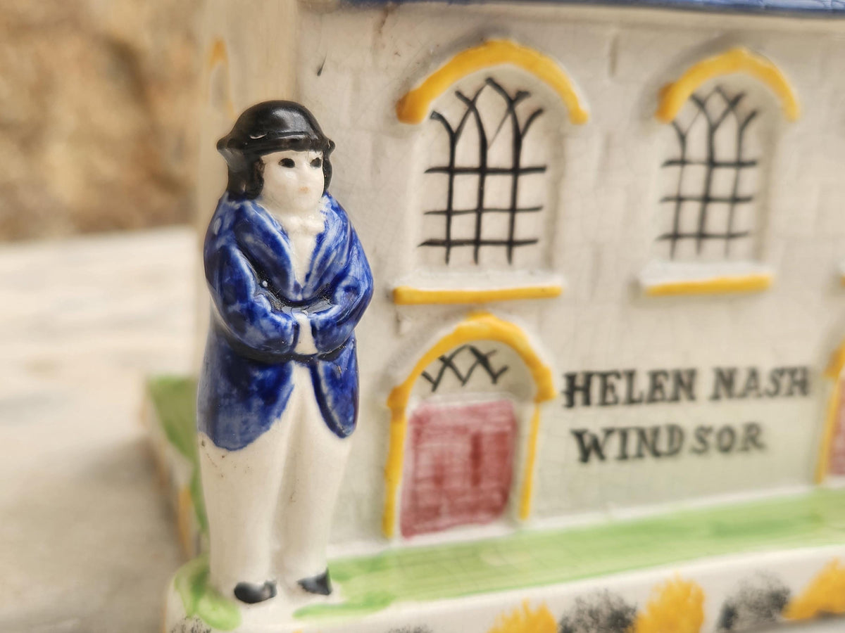 Antique Wesleyan Chapel Money Box Mexborough Pottery Yorkshire Named Helen Nash Windsor Circa 1850s