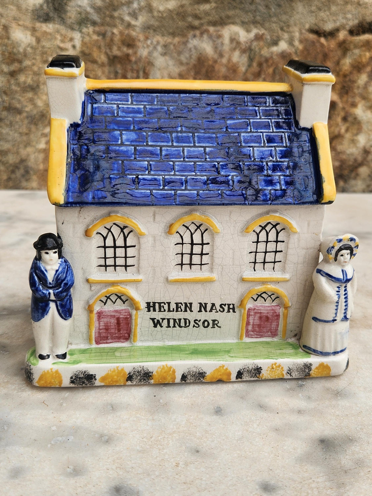 Antique Wesleyan Chapel Money Box Mexborough Pottery Yorkshire Named Helen Nash Windsor Circa 1850s