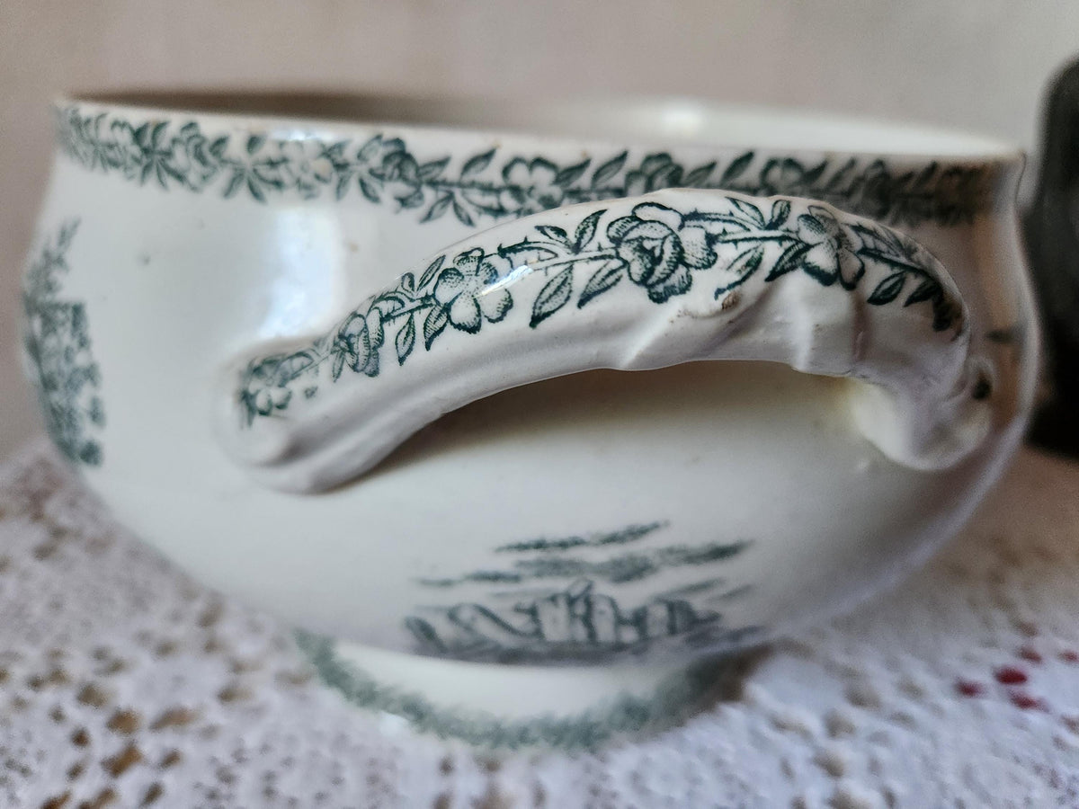 Antique French FF Pexonne Campagne Series Ironstone Soup Tureen Farmyard Animals Decor