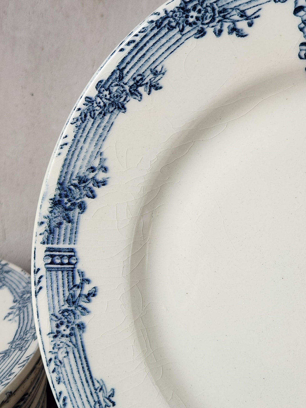 Vintage Salins 19th Century Versailles Series Blue Transferware Small Plate, 21.5cm, Set of 6