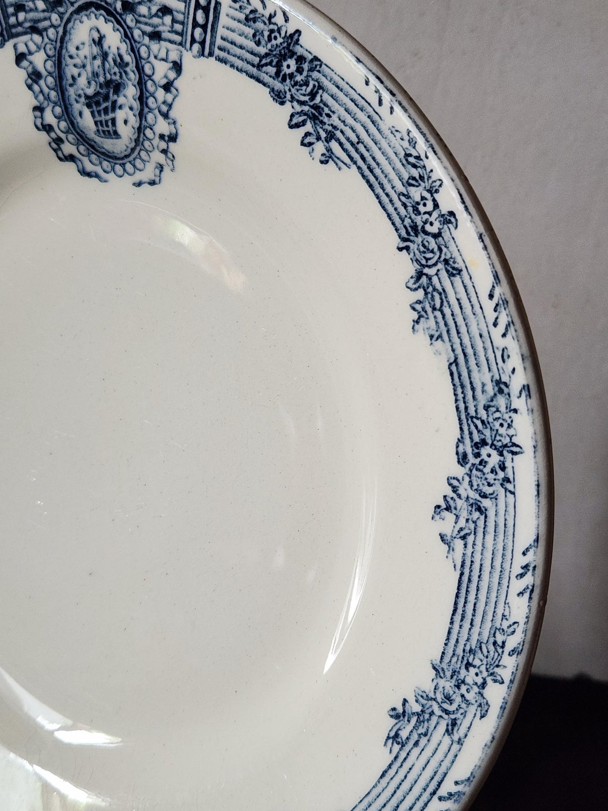 Vintage Salins 19th Century Versailles Series Blue Transferware Small Plate, 21.5cm, Set of 6