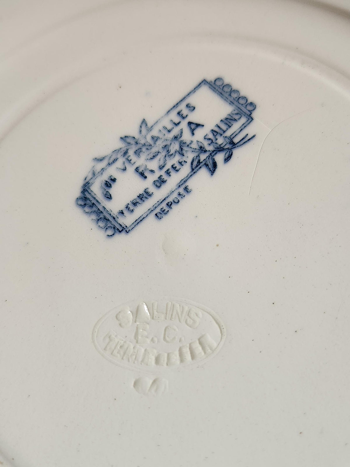 Vintage Salins 19th Century Versailles Series Blue Transferware Small Plate, 21.5cm, Set of 6