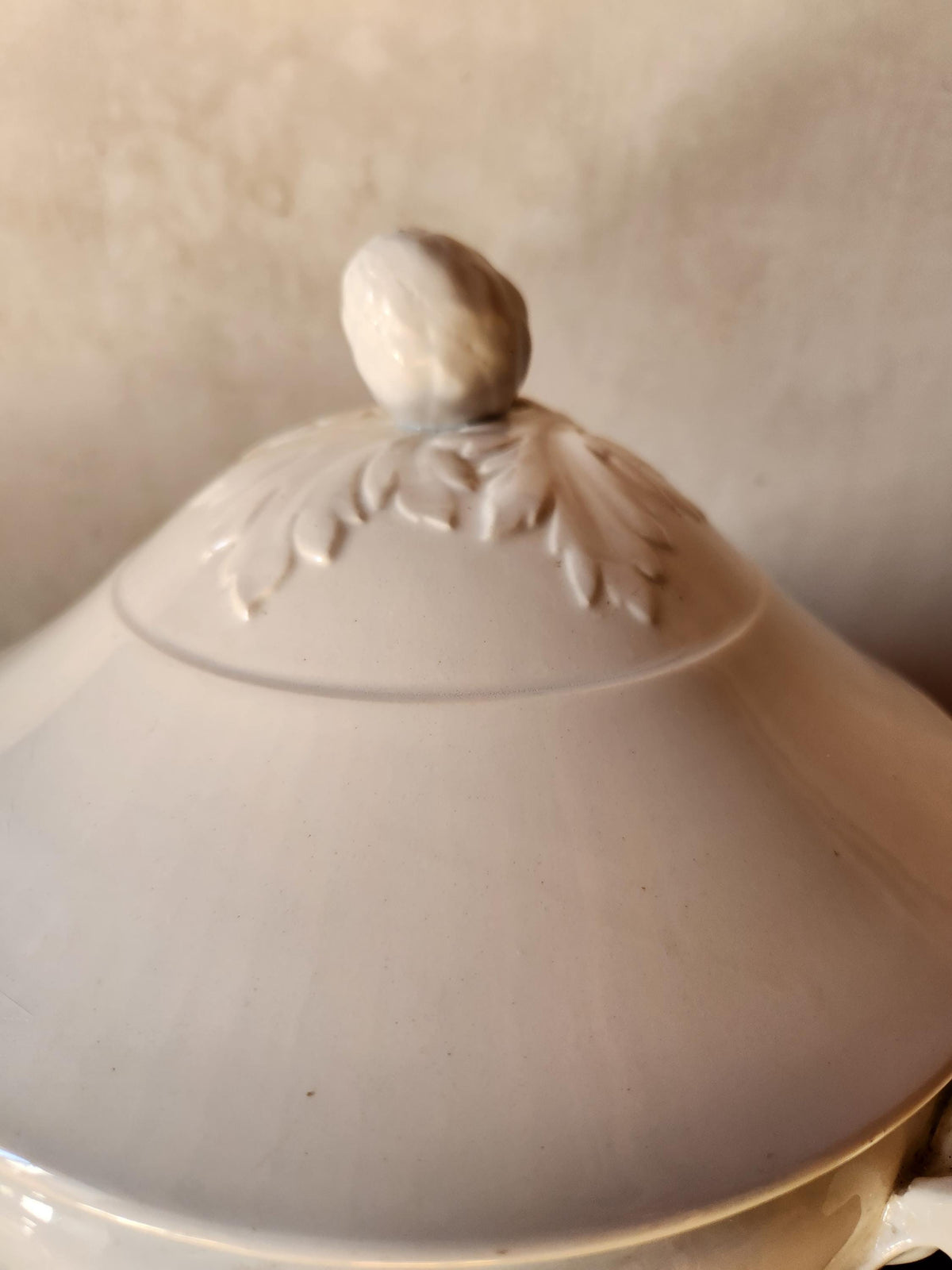 Antique Lunéville Ironstone Soup Tureen, 1875 French Terre de Fer Tea Stained