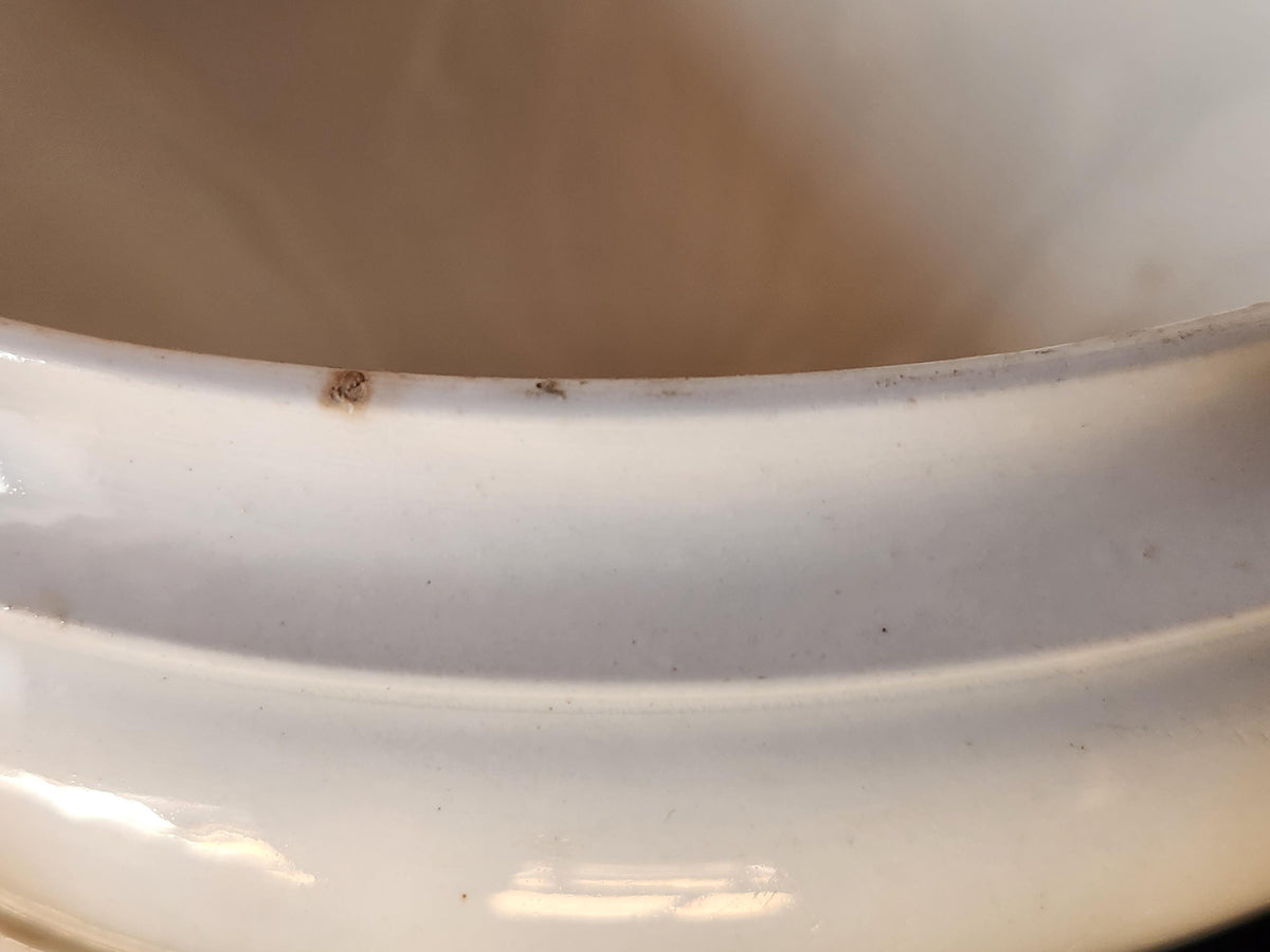 Antique Lunéville Ironstone Soup Tureen, 1875 French Terre de Fer Tea Stained