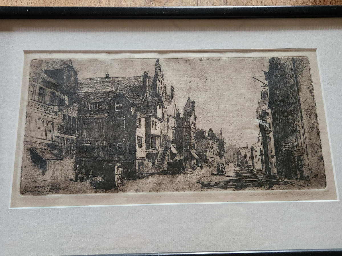 Antique Susan Fletcher Crawford Edinburgh Etching Atmospheric Wall Art